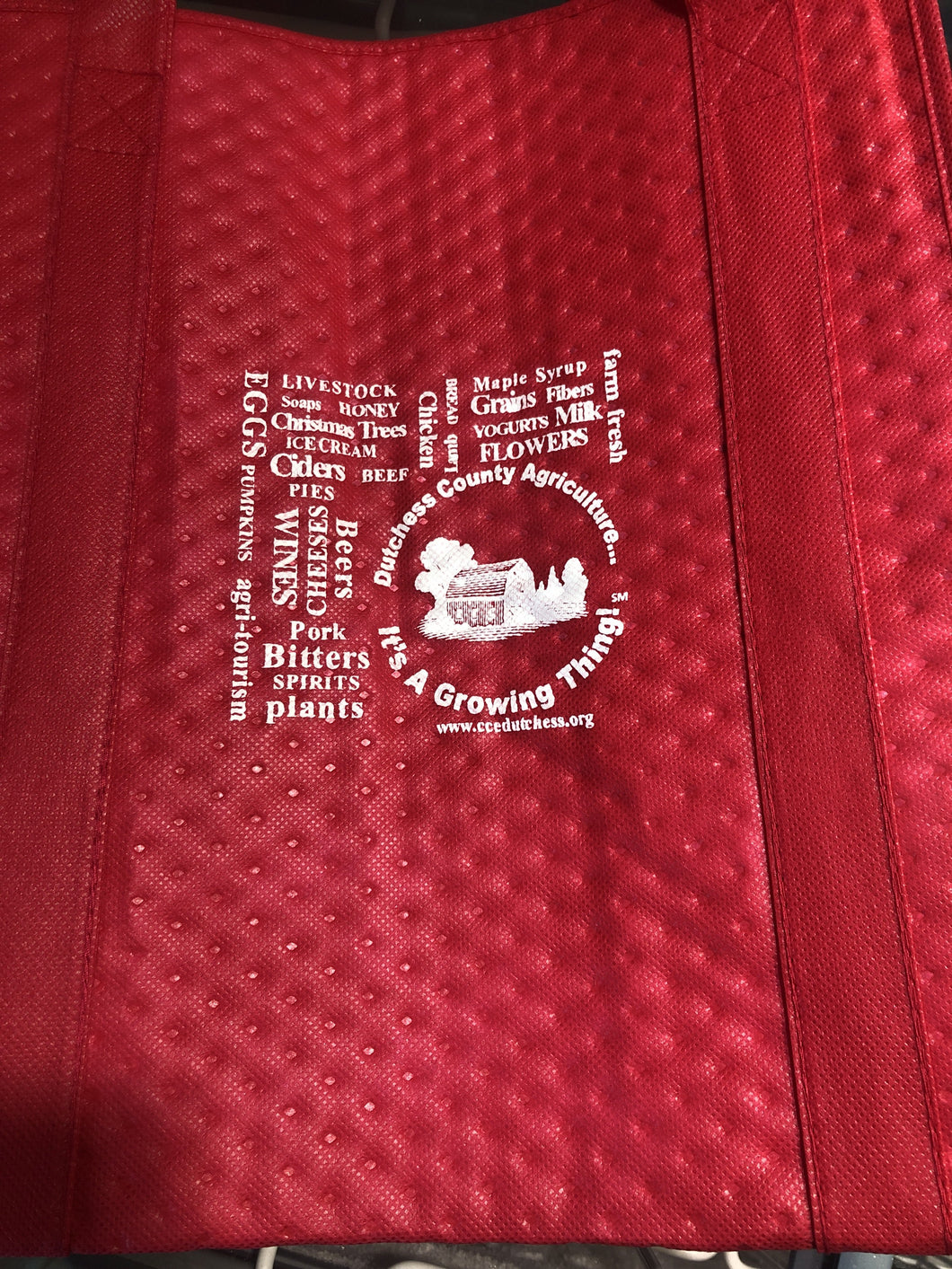 Useful, insulated shopping tote will keep your frozen and refrigerated products chilled for the car ride.  Sturdy, zippered closure, reusable; logo reads 