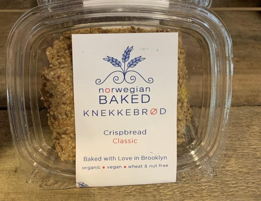 This fibrous, low-carb Crispbread is the perfect accompaniment to any meal. It’s naturally wheat-free and utilizes organic whole grains like rye flour, oat bran and oats as well as organic nutrient-rich seeds such as pumpkin, sunflower, sesame and flax.  Packaged in air tight, tamper-resistant 4 oz container. A staff favorite! Made in Brooklyn, New York, and 2019 SOFI Award winner.