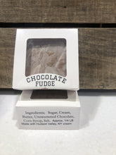 Load image into Gallery viewer, Small batch. Locally made in the Hudson Valley by Liberty Orchards, this old fashioned fudge is available in several flavors: chocolate, maple walnut and peanut butter, Made using Hudson Valley Fresh Dairy heavy cream, and local maple syrup when applicable.  Wrapped singly in decorative box; approximately 4 oz./unit.
