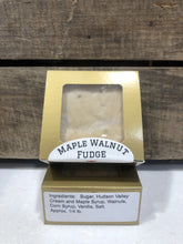 Load image into Gallery viewer, Small batch. Locally made in the Hudson Valley by Liberty Orchards, this old fashioned fudge is available in several flavors: chocolate, maple walnut and peanut butter, Made using Hudson Valley Fresh Dairy heavy cream, and local maple syrup when applicable.  Wrapped singly in decorative box; approximately 4 oz./unit.
