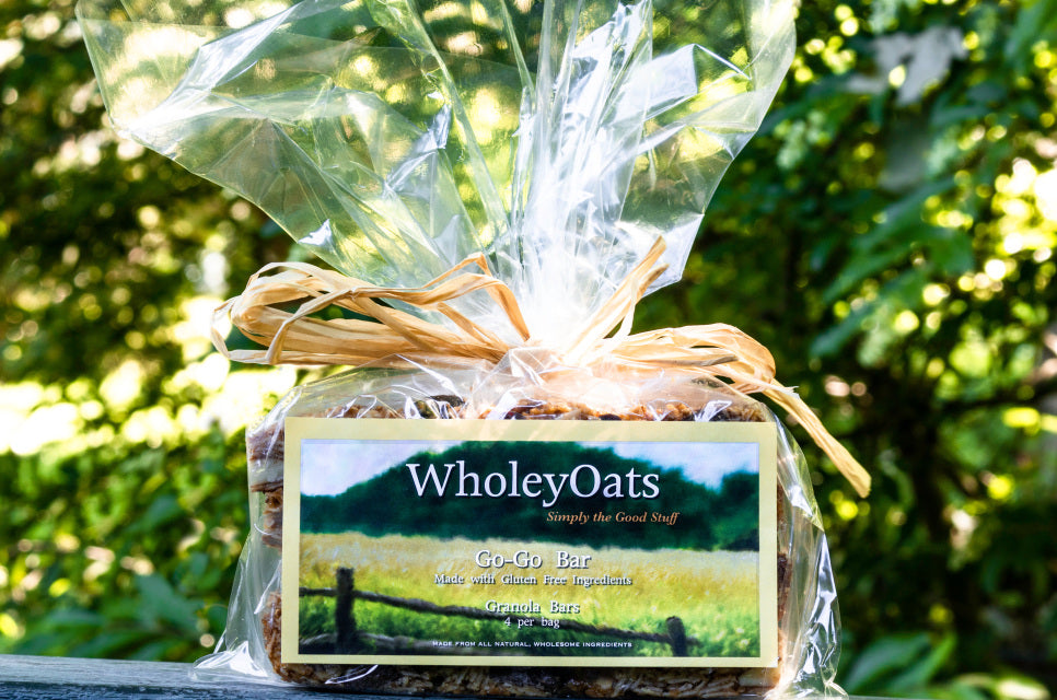Non-gmo certified gluten-free oats, almond meal, organic extra virgin coconut oil, raw honey, whole raw almonds, organic bing cherries, dark chocolate, organic coconut sugar, pure vanilla extract   1 bar per package.  Made by Wholey Oats in the Hudson Valley.