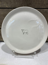 Load image into Gallery viewer, Handcrafted in upstate New York, this porcelain dinner plate’s softly sculpted edge gives it an organic shape, while its size is ideal for everyday meals. Durable and designed to withstand wear, it’s dishwasher safe and microwavable. All glazes are certified food safe and lead free, meeting the requirements of Proposition 65, the highest standard for ceramic glazes. 
