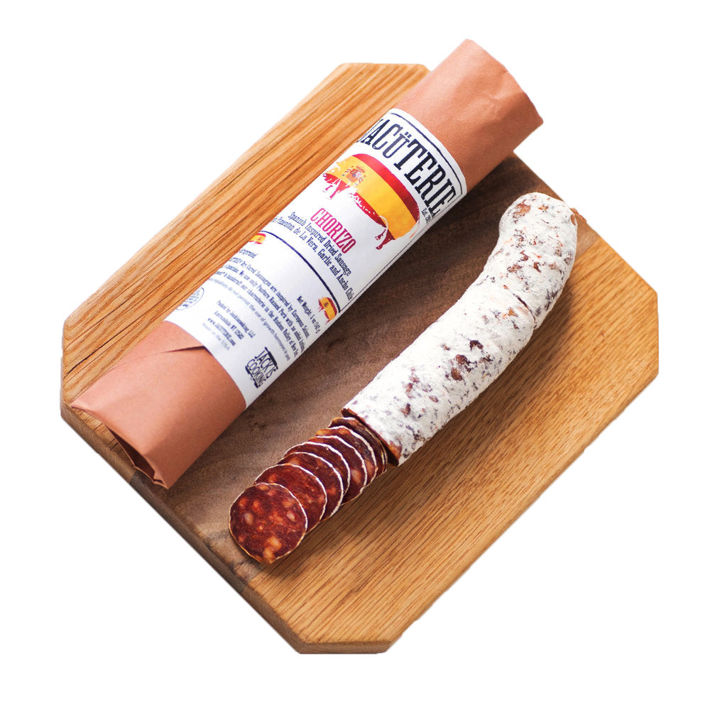 To obtain the true flavor of Spanish Chorizo, we import the highest quality Pimentón de La Vera directly from Spain. The smokey paprika has a rich taste that cannot be replicated. The Chorizo also has a blend of chilis, garlic, and black pepper.  wt. 5 oz